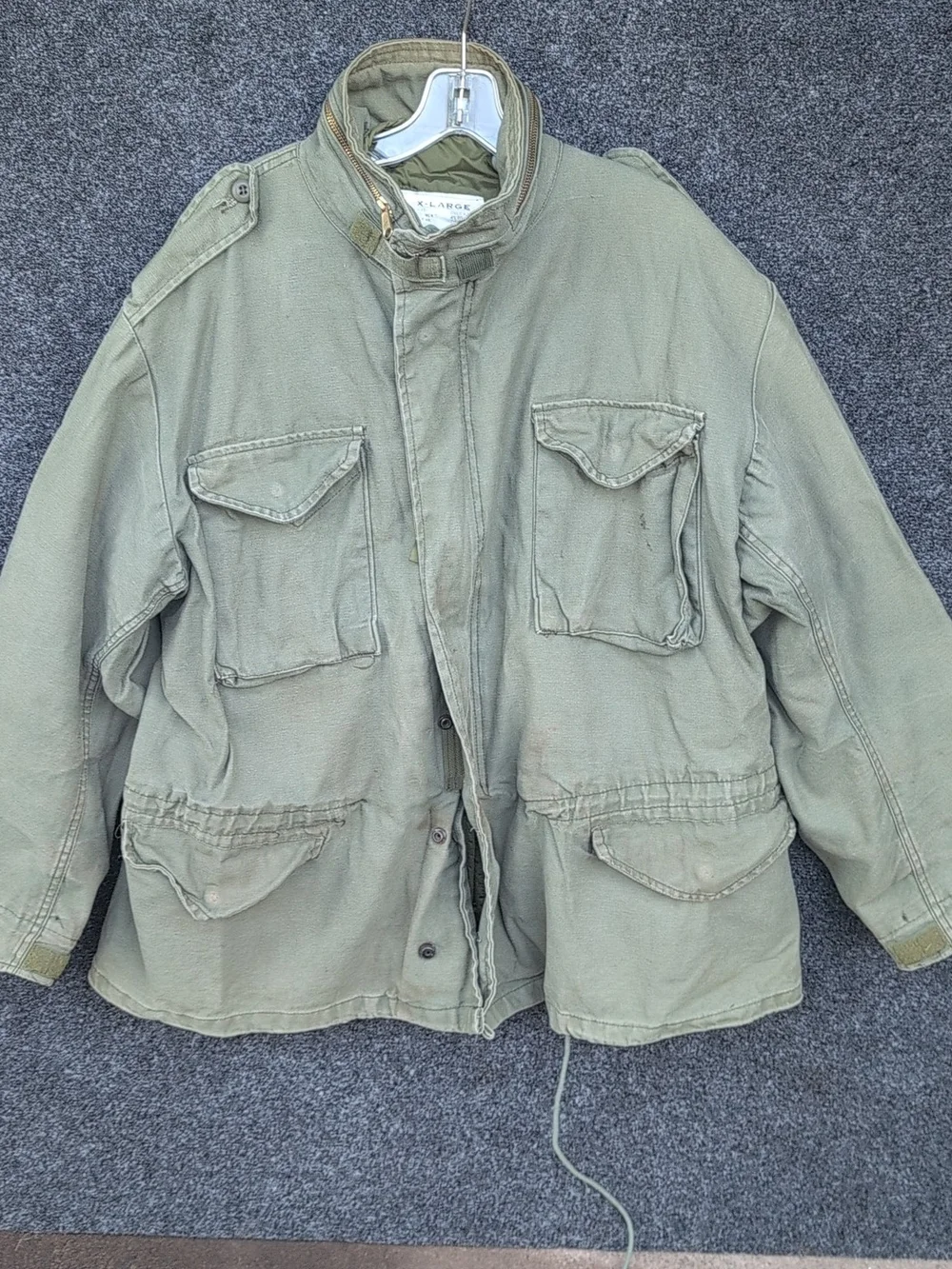 Vtg US Military M65 Jacket Extra Large Green Cold Weather Removable Liner OG106